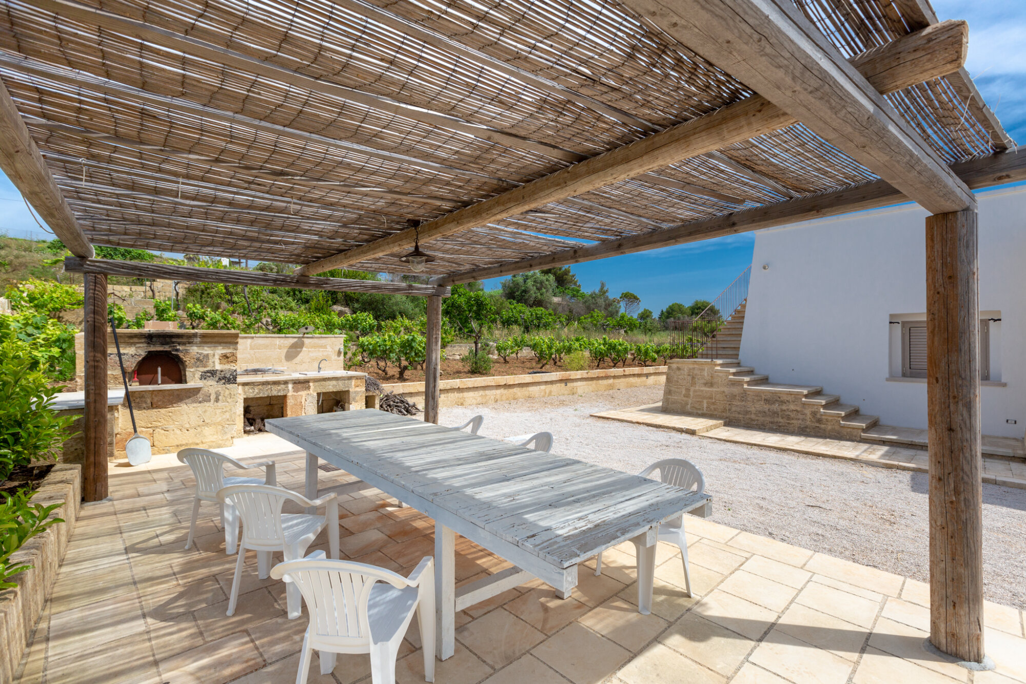 Covered pergola for outdoor dining