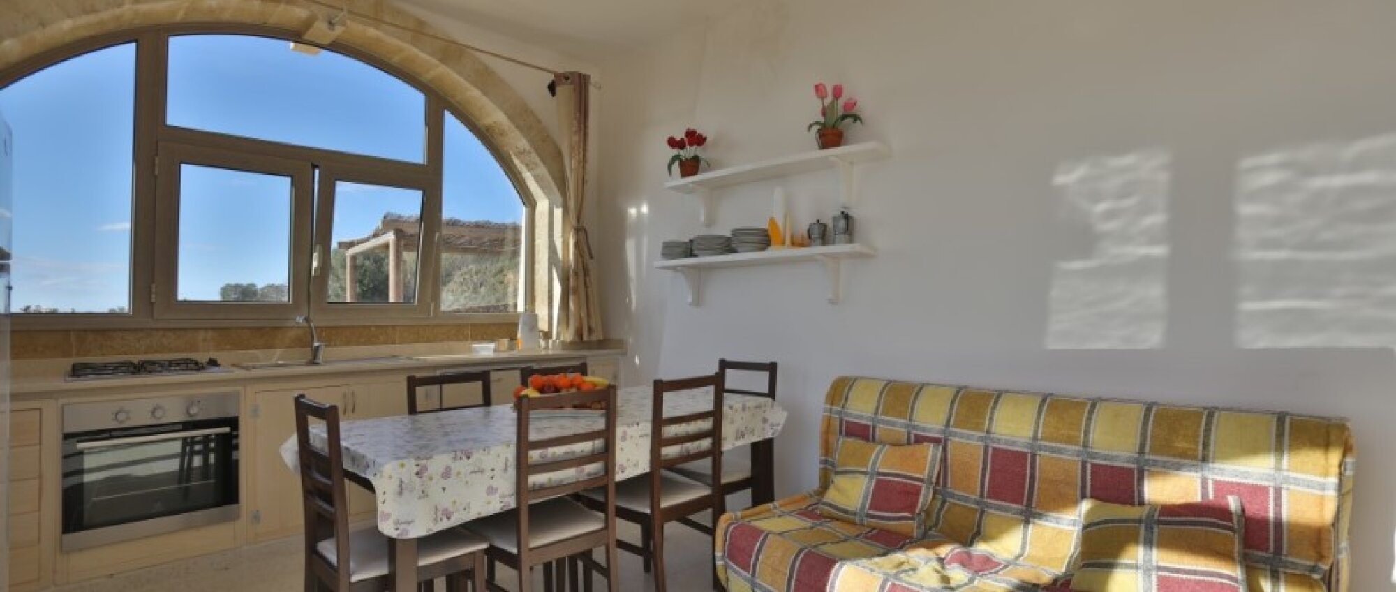 Dining room with an open kitchen