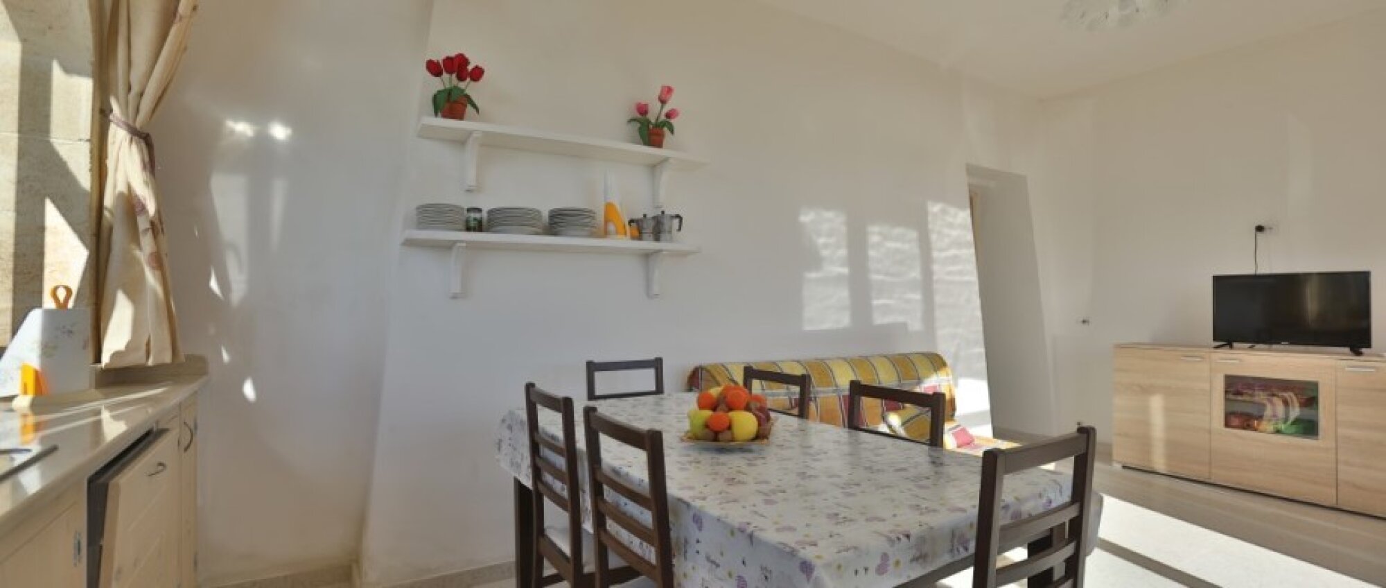 Dining area in the bright villa interior